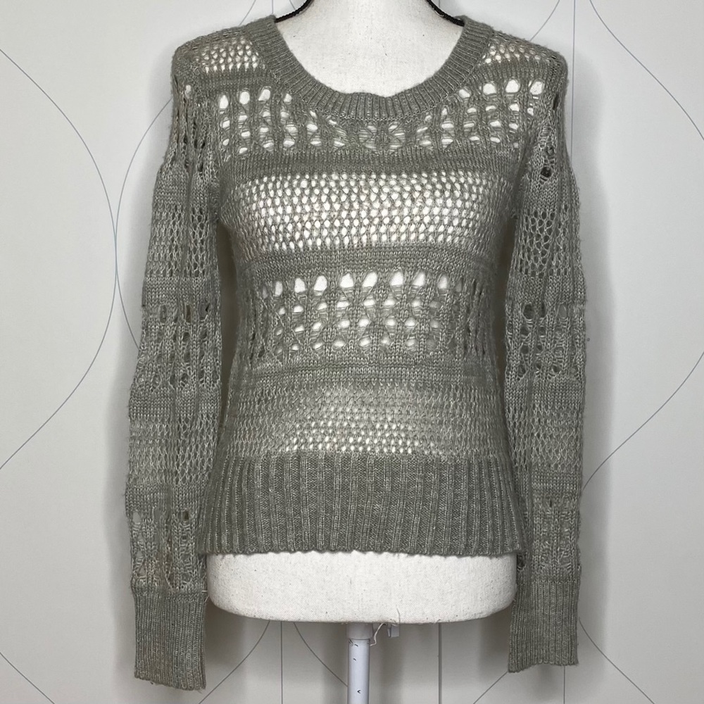 Aeropostale open knit pullover sweater grey XS